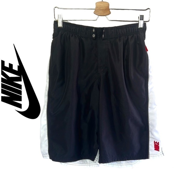 Nike Black/White And Red Swim Shorts Size S - Picture 1 of 14